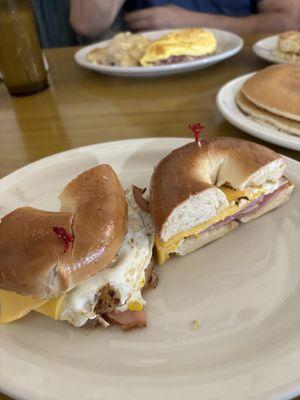 Breakfast sandwich on a bagel