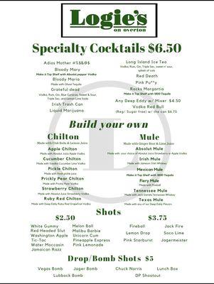 Drink menu