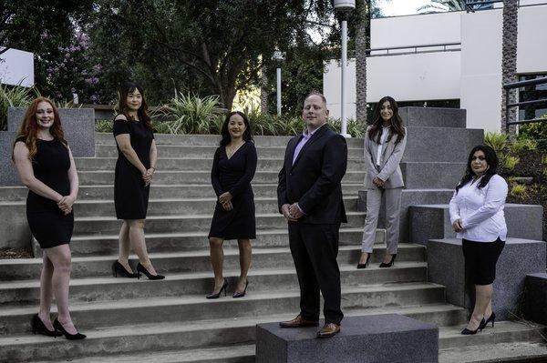 Here is Mr. Rettenmaier next to his wife Echo Yang and his employees,  Kathy Fazli, Adriana Cendejas, Julie Ma, And Haileigh Paschall.