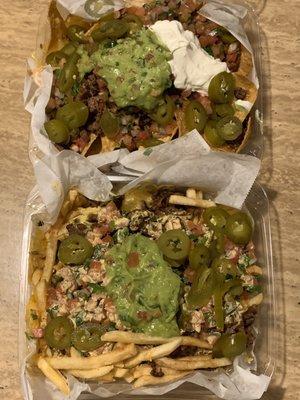 carne asada nachos and carne asada fries