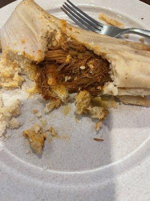 Another angle of my pork tamale!