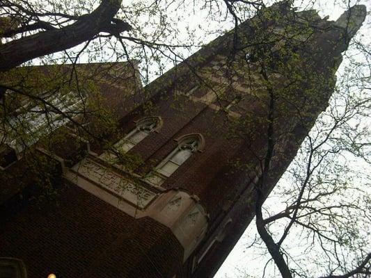 View of the tower at the corner of Fremont and Dickens.