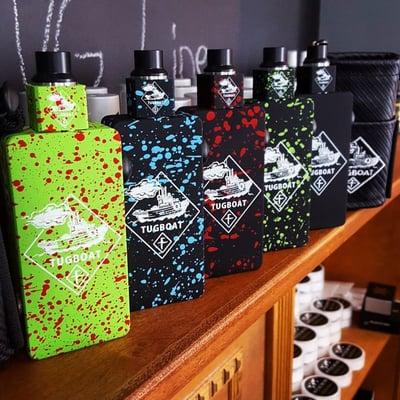 Tugboat dual 18650 mechanical box mods.