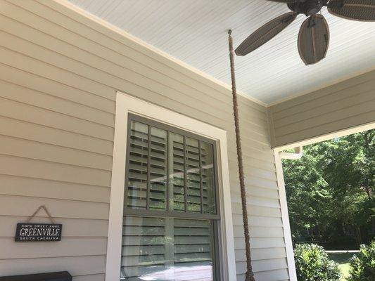 Sky blue porch ceiling!