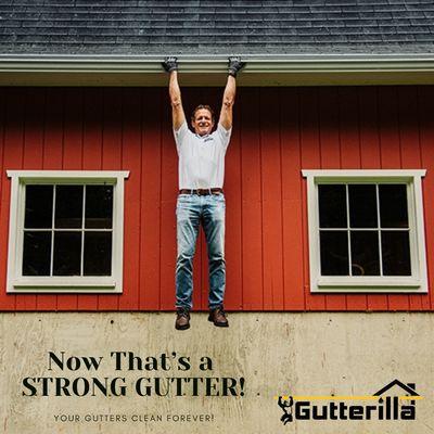 Now that's a strong gutter. Your gutters clean forever with Gutterilla of Austin.