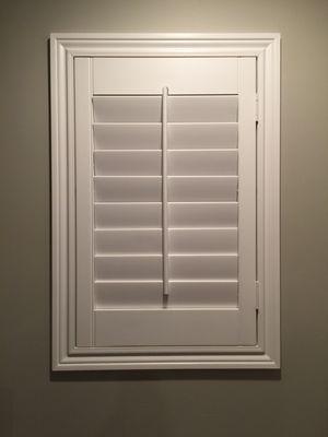 One window example of our white shutters