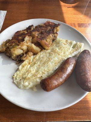 Egg whites With sausage, home fries and toast.