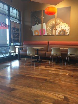 Dunkin Donuts lounge area.