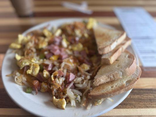 Breakfast Skillet with sourdough toast