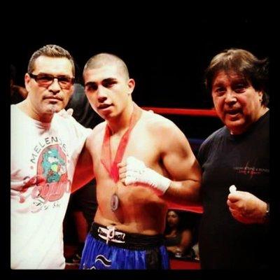 Coach Victor Alvarez after is fight at the Hollywood Park Casino.