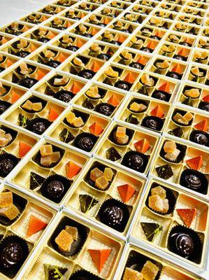 Our huge order of fine custom chocolates. albertspetitesweets.com