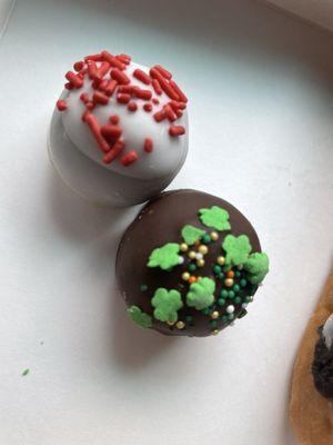 Cake balls: we believe we're red velvet and chocolate