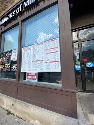 menu and store front