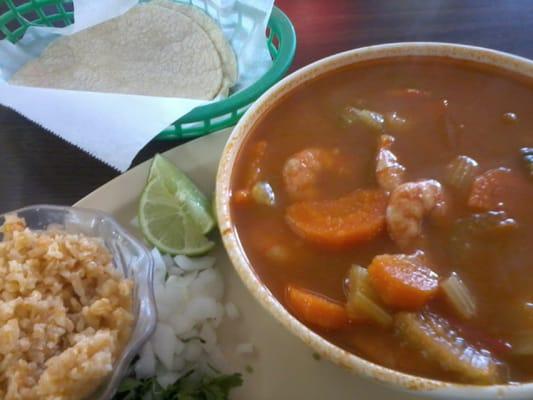 Caldo de Mariscos - good sized shrimps with seafood mix. Soup was a little spicy.