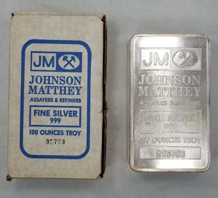 Johnson Mathey 100 ozt bar