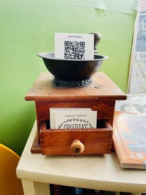 QR code for menu.