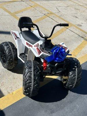 24v 4 wheelers available in many colors! Available in box or assembled