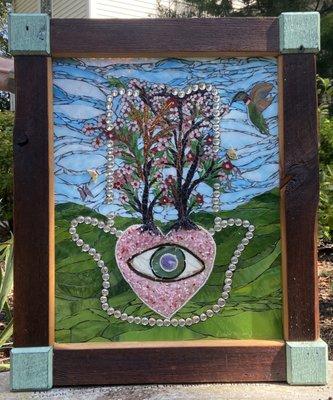 Eye Persists, stained-glass mosaic by Debbie