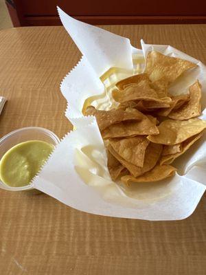 Chips and green salsa