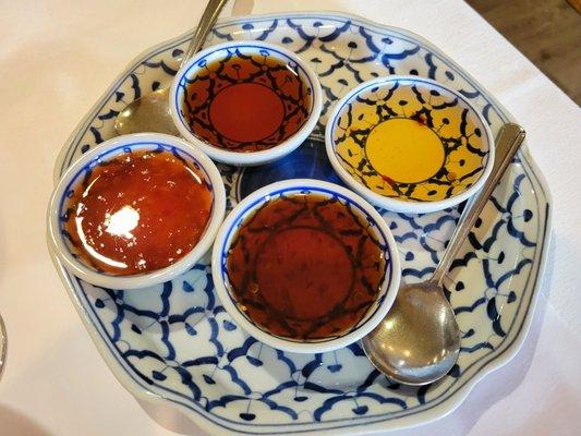 Dipping sauces for sample platter