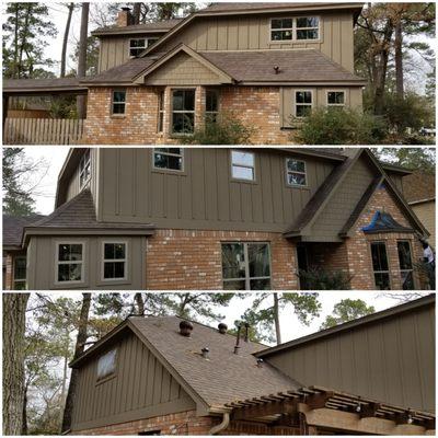 Siding, roof, windows where replaced. Paint was also done for our client in here in Kingwood.