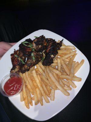 "After 6 Menu" Jerk Wings & Fries. $30