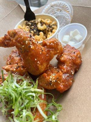 Fry Baby Gochujang Wings w/ Kimchi Mac & Cheese