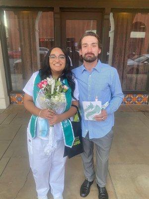 Me and my husband after the pinning ceremony.