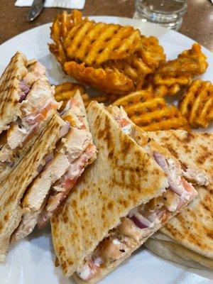 Greek Panini with Waffle Fries