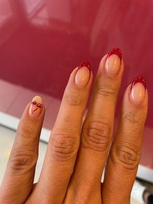 Cherry red neat French tip