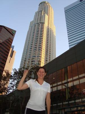 In front of the YMCA getting ready for the YMCA stair climb 9-29-10.