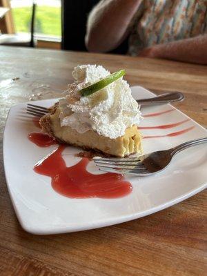 Homemade key lime pie w raspberry drizzle. Cannot get this one out of my head!