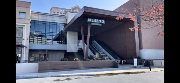 Stairs / escalators straight to 3rd floor eatery area from Galleria parking lot. To the left of Saks front entrance.