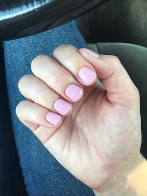 Shellac manicure from Ni (not sure how to spell her name). Shellac color is "Juliet". So happy with them!