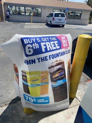 Who can buy 5 soda to get 6th free ? Crazy