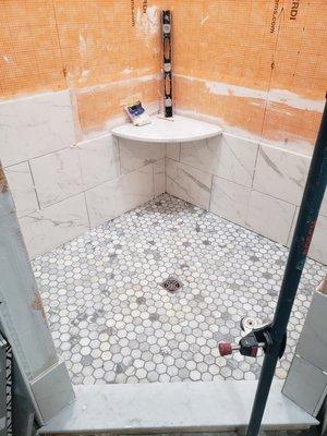 Progress Pic of walk-in shower