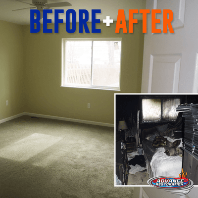 Bedroom remodel after fire damage.