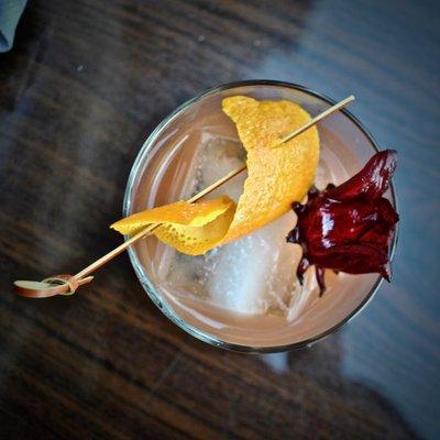 Marseille Cocktail with edible Hibiscus Flower