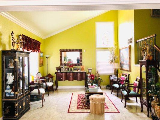 Living room with the new porcelain tile floors