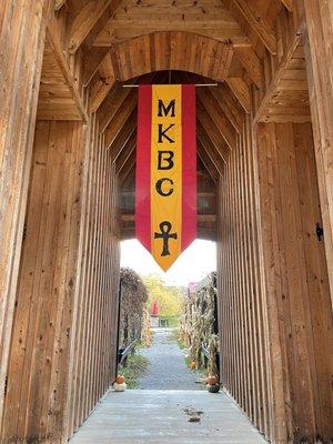 One of the menu entrances between the buildings leading to the back patio/lawn.