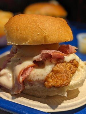 Fried chicken cordon Bleu sandwich, delicious!