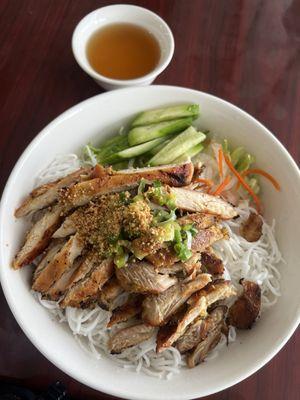 Vermicelli bowl with grilled lemon grass chicken . #72 . Delicious!