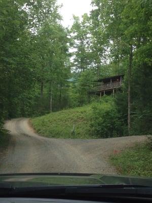 View of cabin from down the road