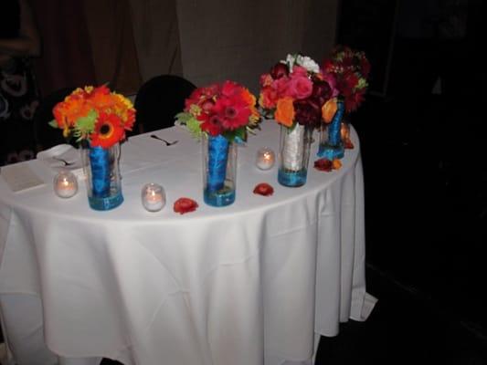 Sweetheart Table with Bridesmaids Bouquets