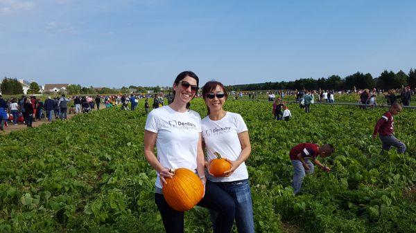 Dr. Ptak and Dr. Huang got their pumpkins!