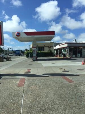 76 Gas/Smog station {Airport Blvd. & Grand}.