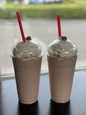 Blended Hazelnut Mocha with Whip and a Chocolate Bean