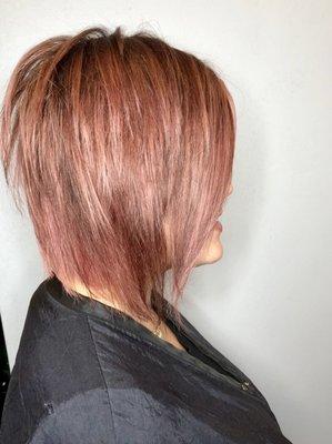 Rose gold and cinnamon Hair by: Kelly Storts Hair