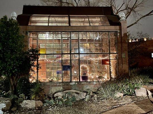 The greenhouse at night