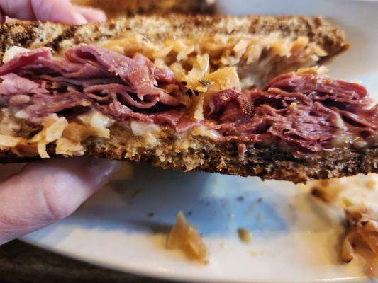 Perfectly proportioned Reuben sandwich